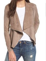 NWT, Blank NYC Drape Front Faux Suede Jacket Front Side Zip, Sz S