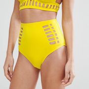 yellow laser cut bikini bottoms size 8