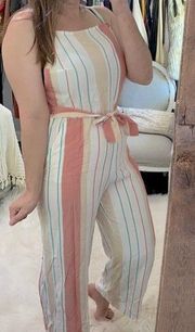 Roxy striped pants jumpsuit size medium