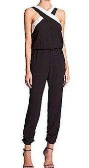 Parker Tati Criss Cross Neckline Sleeveless Romper Jumpsuit Black White Size S