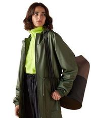 RAINS Waterproof Hooded Parka Jacket 18550 Evergreen Green Small NWT $155