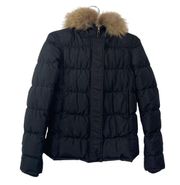 Theory Black Down Puffer Fur Lined Hooded Coat