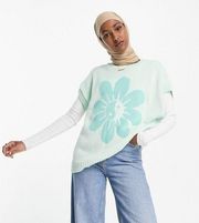 ASOS Flower Design Green Sweater Vest