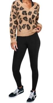 Victorias Secret PINK reversible v-neck leopard print sweater- Size Small