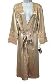 Vtg Marilyn Monroe by Warners Silk Satin Gold Robe Sheer Lace Sleeves Size P/S