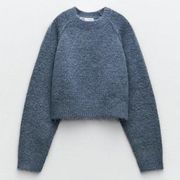 ZARA  Blue Knit Rib Sweater