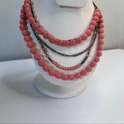 Bohemian Orange Coral Fabric 4-Strand Adjustable Statement Necklace 🌈