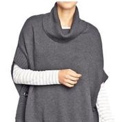 Old Navy Gray Turtleneck Poncho Sweater Sz M/L Knit Heavyweight Comfy