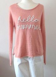 Hello Summer Sweater Womens Sz M Coral