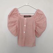 Code x mode gingham puff sleeve blouse