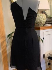 David's Bridal Black Bridesmaid’s Dress Size 2 One Shoulder.