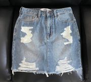 Hollister Distressed Light Jean Mini Skirt