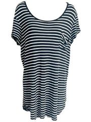 Body Glove striped scoop neck tunic top cap sleeve black white stretchy …