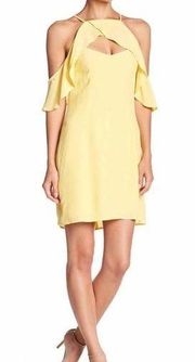 BB Dakota Dress 0 XS Yellow Ruffle Women Cut Out Boho Mini Summer Wedding Resort