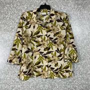 Covington Women's Plus Size Green Leaf Button Up Shirt - Size XL (18) - Textured