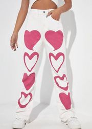 Heart Patterned Jeans 