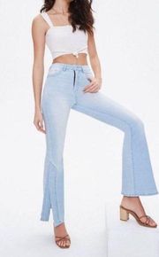 Forever 21 Boho High-Rise Tulip-Hem Flare Light Wash Denim Jeans size 26