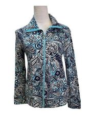 NWT Fantastic Fawn Jesse’s Girl  Navy and Aqua Skipper Zip Front Jacket Size M