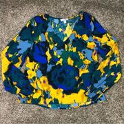 Allison Joy Women’s Blue Green Yellow Abstract Blouse Size XS NWOT