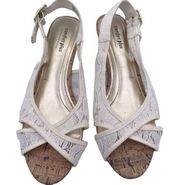 comfort plus by predictions lace beige cork wedge sandals Size 9 wide