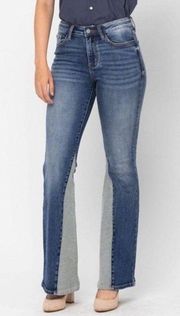 NWT Judy Blue Jeans Georgia Panel Inseam Flare Medium Blue Bellbottom Size 31