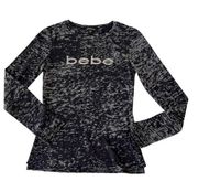 Bebe Black‎ and Gray Space Dye Long Sleeved casual Top