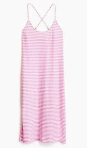 J Crew Pink & White Stripe Midi Tank Dress Size Small