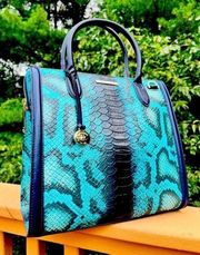 Brahmin Caroline blue Waterford Python print bag with crossbody strap​​​