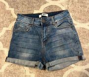 Blue savvy high waisted denim jean shorts size 29 cuffed