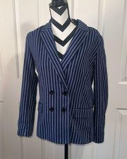 LUCCA COUTURE X WILDFANG Blue & White Striped Blazer