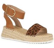 OLIVIA MILLER ALMOND BEACH ESPADRILLE LEOPARD PRINT SANDALS SIZE 10