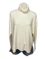 Vince Camuto White Turtleneck Tunic Sweater MEDIUM Oversize Slouchy Ribbed New