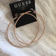 New guess gold and crystal large hoops 3”