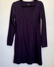 Horny Toad Oblique V Long Sleeve Dress in Heathered Purple