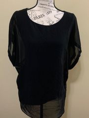 . Black Sheer Short Sleeve Medium Top