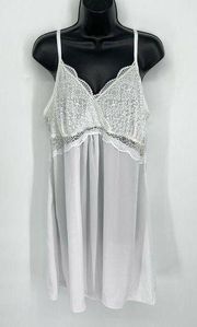 INC Intimates NWT Women's Spaghetti Strap Nightgown Floral Lacey 1X Bright White