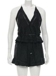 Zimmermann porcelain flounce playsuit romper black