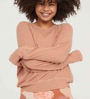 Aerie  Offline Ribbed Thermal Raglan Pullover Long Sleeve Top | Caramel | Small
