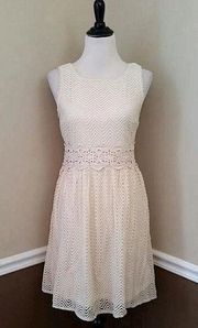 NEW Modcloth Ya Los Angeles Cream Chevron Crochet Overlay Sleveless Dress Large