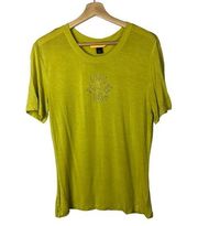 St. John Chartruse Green Embellished Short Sleeve T-Shirt S