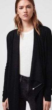 All Saints Drina Draped Wool Knit Asymmetrical Zip Cardigan