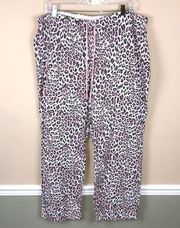 Lands’ End Women’s Cheetah Print Fleece Drawstring Pajama Pants