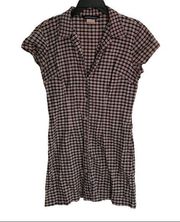 Jonathan Martin Womens Plaid Collared Short Sleeve Button-Up Shirt Dress size 7