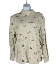 Croft & Barrow Women's Long Sleeved Mock Neck Snowman Sweatshirt Size PL Petite