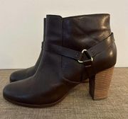 Cole Haan Grand OS Brown Leather Zip High Heel Ankle Boots Women Sz 8.5 B D42739