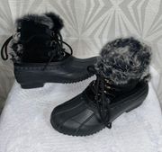 Woman’s Black Fur Lined Duck Snow Boots