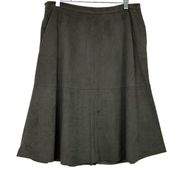 Vince Camuto Fully Lined Flowy Modest A-Line Midi Skirt Pockets Sage Green 12