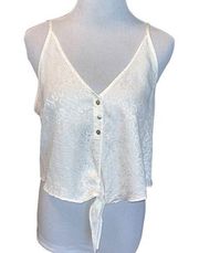 STORIA WHITE BUTTON FRONT CROPPED CAMI STYLE JT1307 WOMEN MEDIUM TIE FRONT NEW