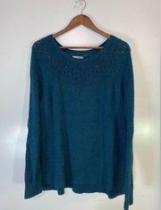 Sonoma Pointelle Yoke Sweater in Turquoise - size XL