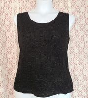 Vintage 90s R&M Richards black glitter sleeveless blouse Size large